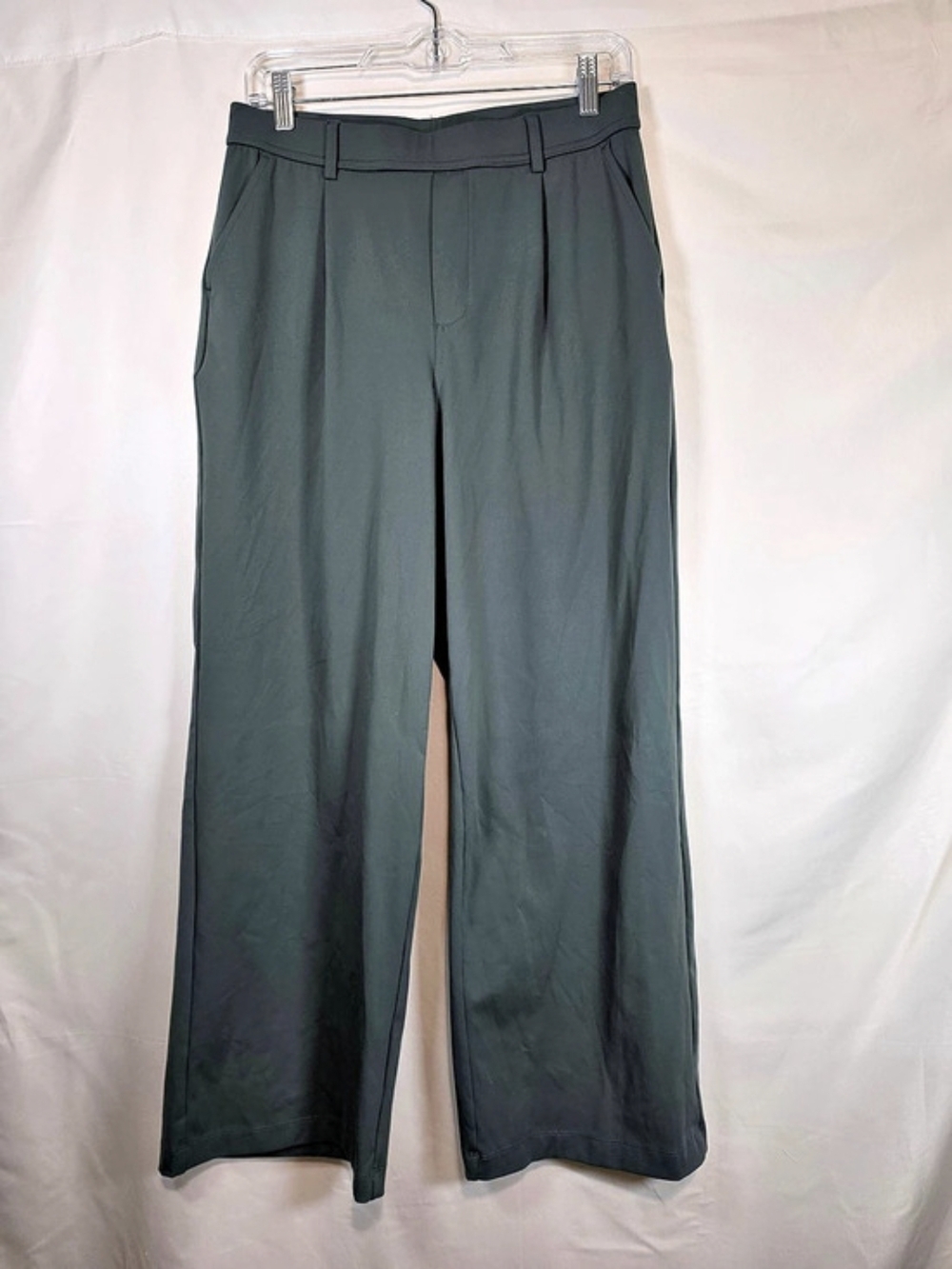 Halara Flex High Waisted Pleated Wide Leg Work Pants Green Medium